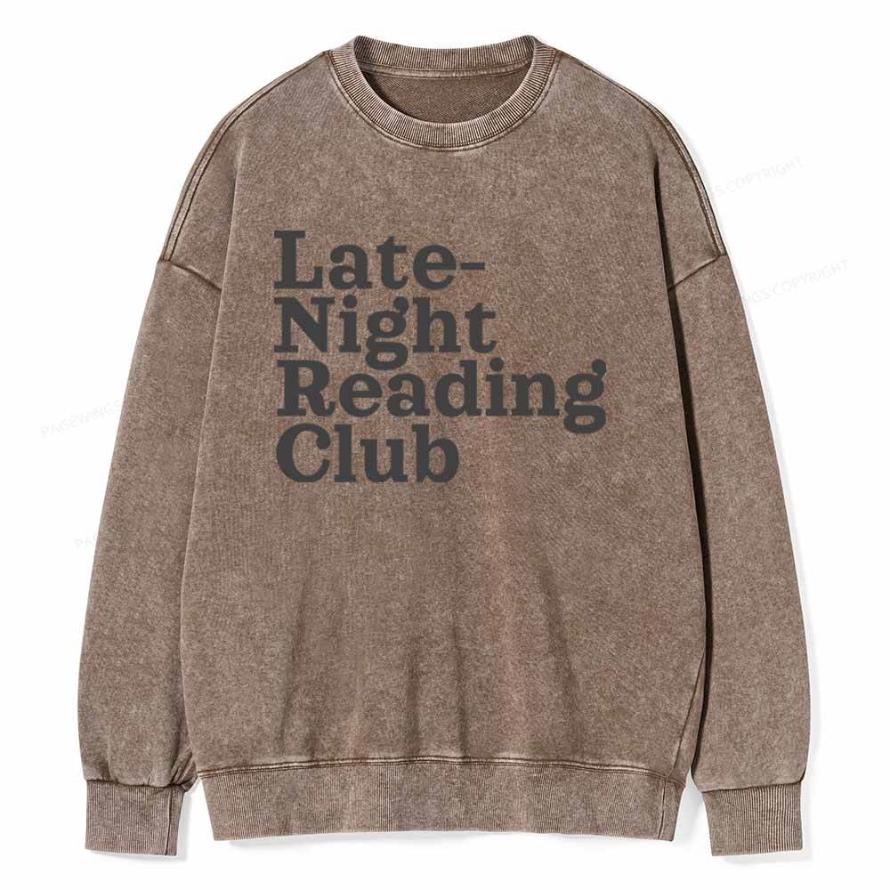 Pagewings Late-Night Reading Club Unisex Washed Sweatshirt