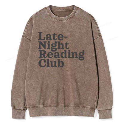 Pagewings Late-Night Reading Club Unisex Washed Sweatshirt