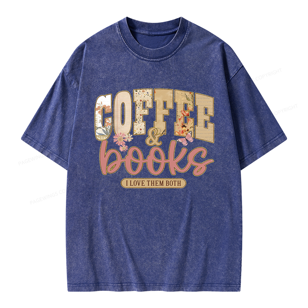 Pagewings Coffee And Books Unisex Washed T-shirt