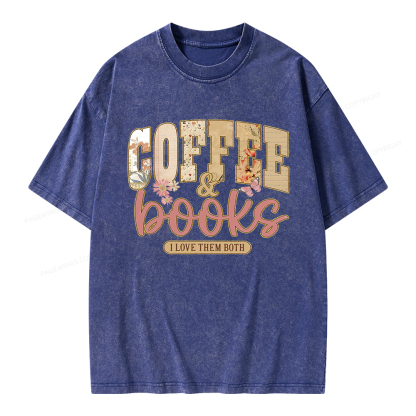 Pagewings Coffee And Books Unisex Washed T-shirt