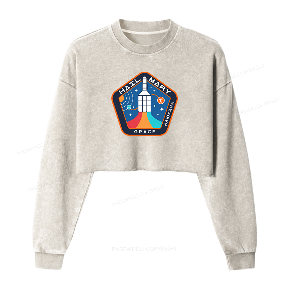 Pagewings Mission Patch Washed Crop Sweatshirt