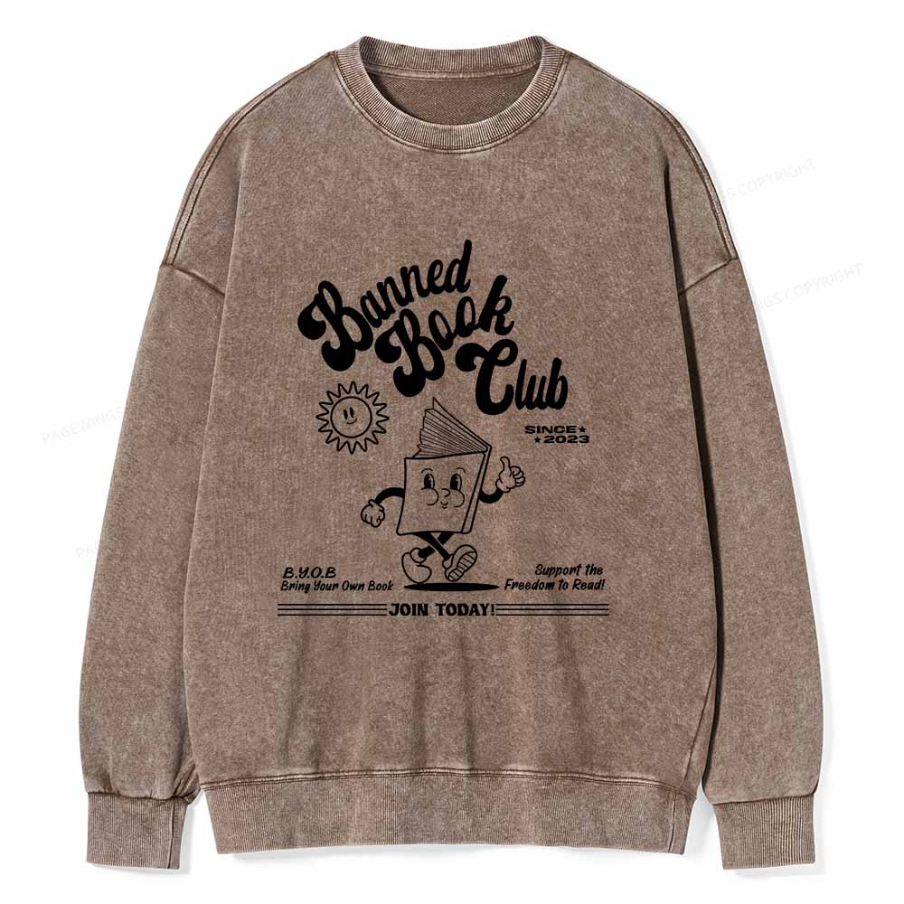 Pagewings Read Banned Books Unisex Washed Sweatshirt