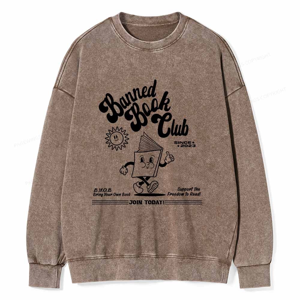Pagewings Read Banned Books Unisex Washed Sweatshirt