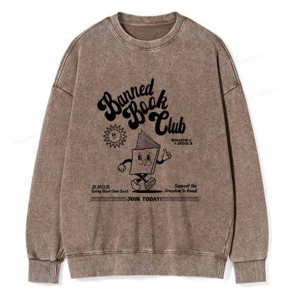 Pagewings Read Banned Books Unisex Washed Sweatshirt