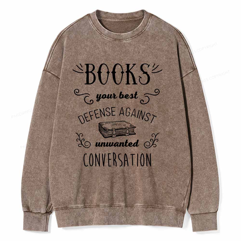 Pagewings Books your best defense Book Reading Unisex Washed Sweatshirt