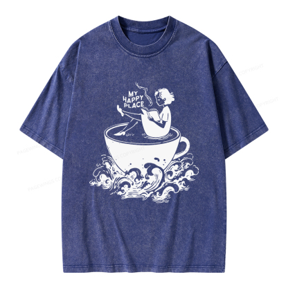 Pagewings My Happy Place Unisex Washed T-shirt