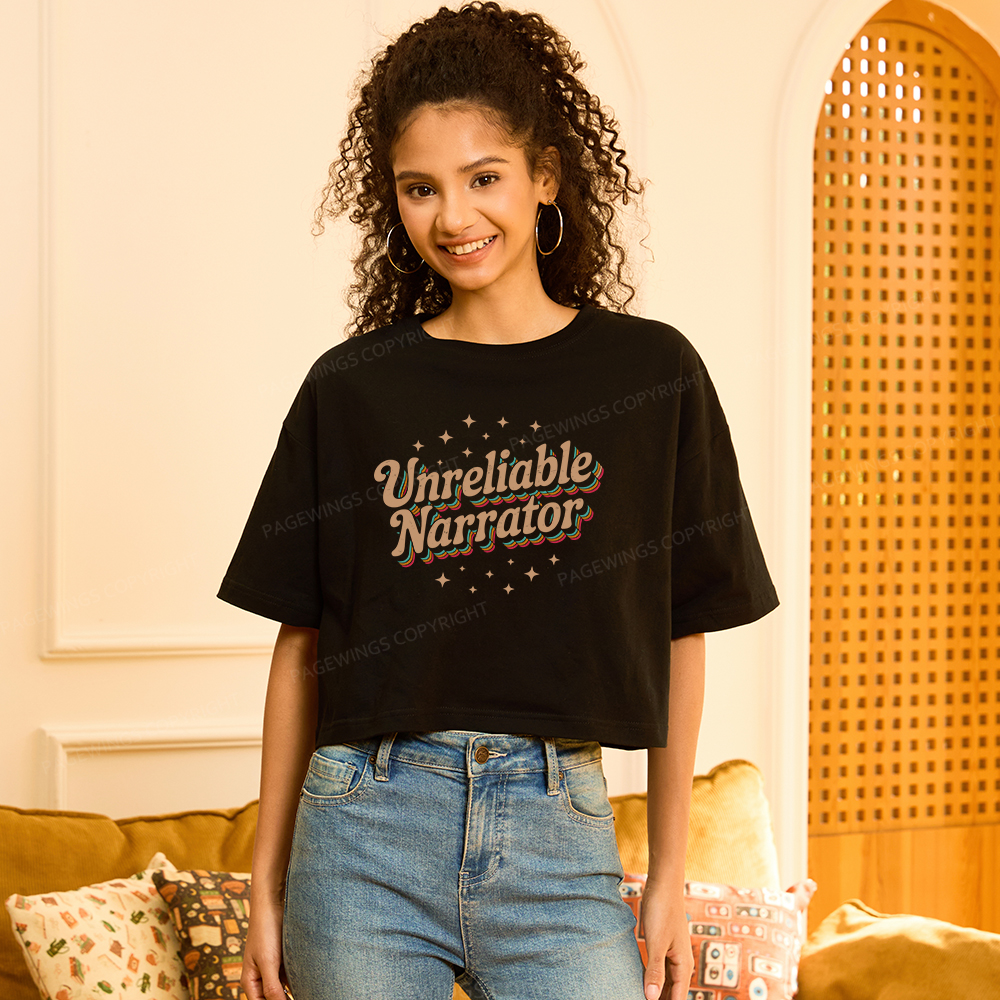 Pagewings Unreliable Narrator Women Crop Tops