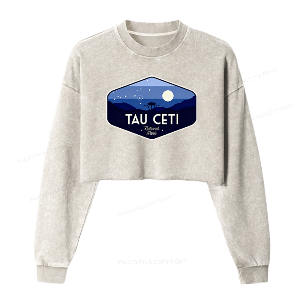 Pagewings Sci-Fi Lover Washed Crop Sweatshirt