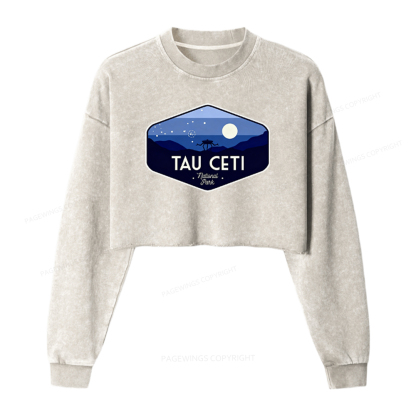 Pagewings Sci-Fi Lover Washed Crop Sweatshirt