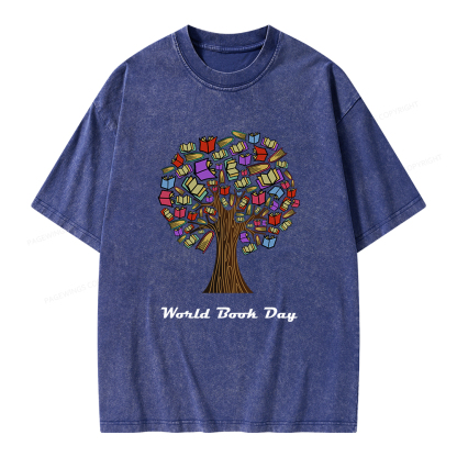 Pagewings World Book Day Tree Unisex Washed T-shirt