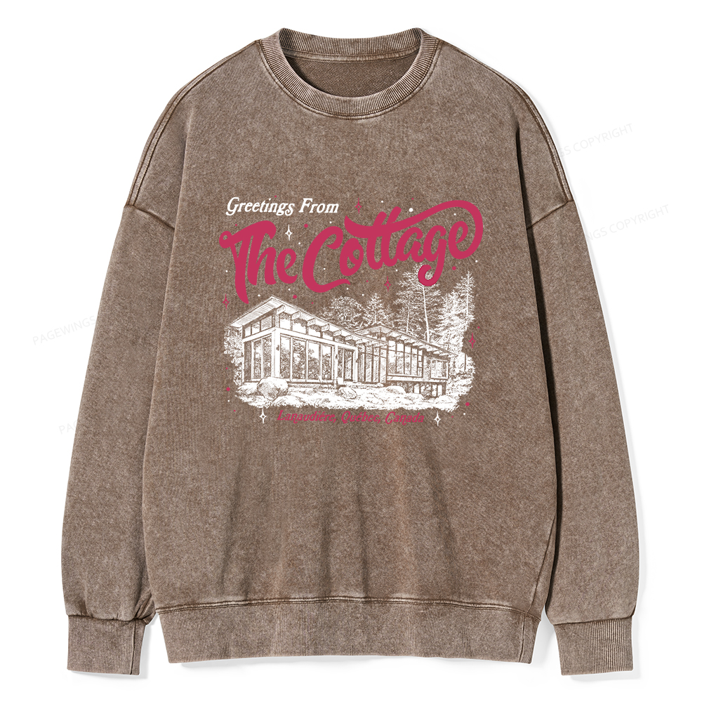 Pagewings Coming To The Cottage Unisex Washed Sweatshirt