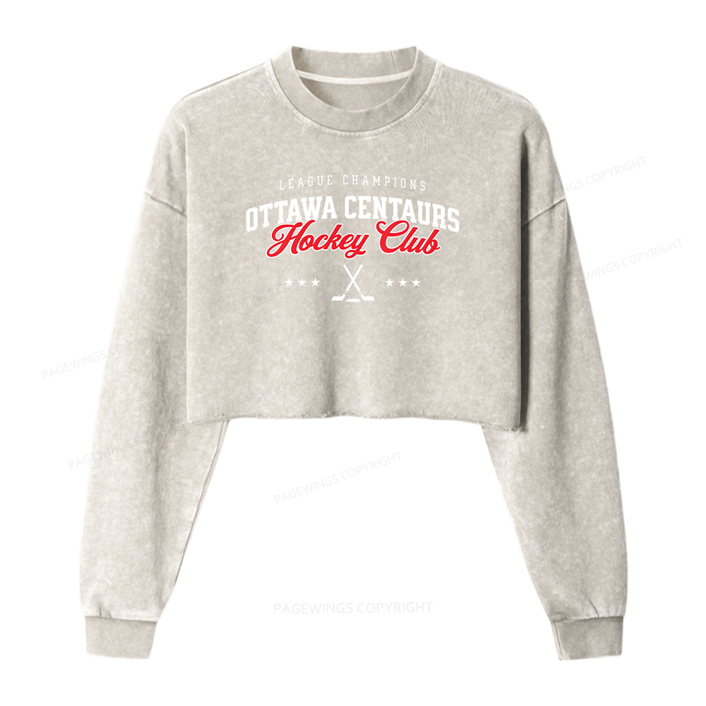 Pagewings Hockey Club Washed Crop Sweatshirt
