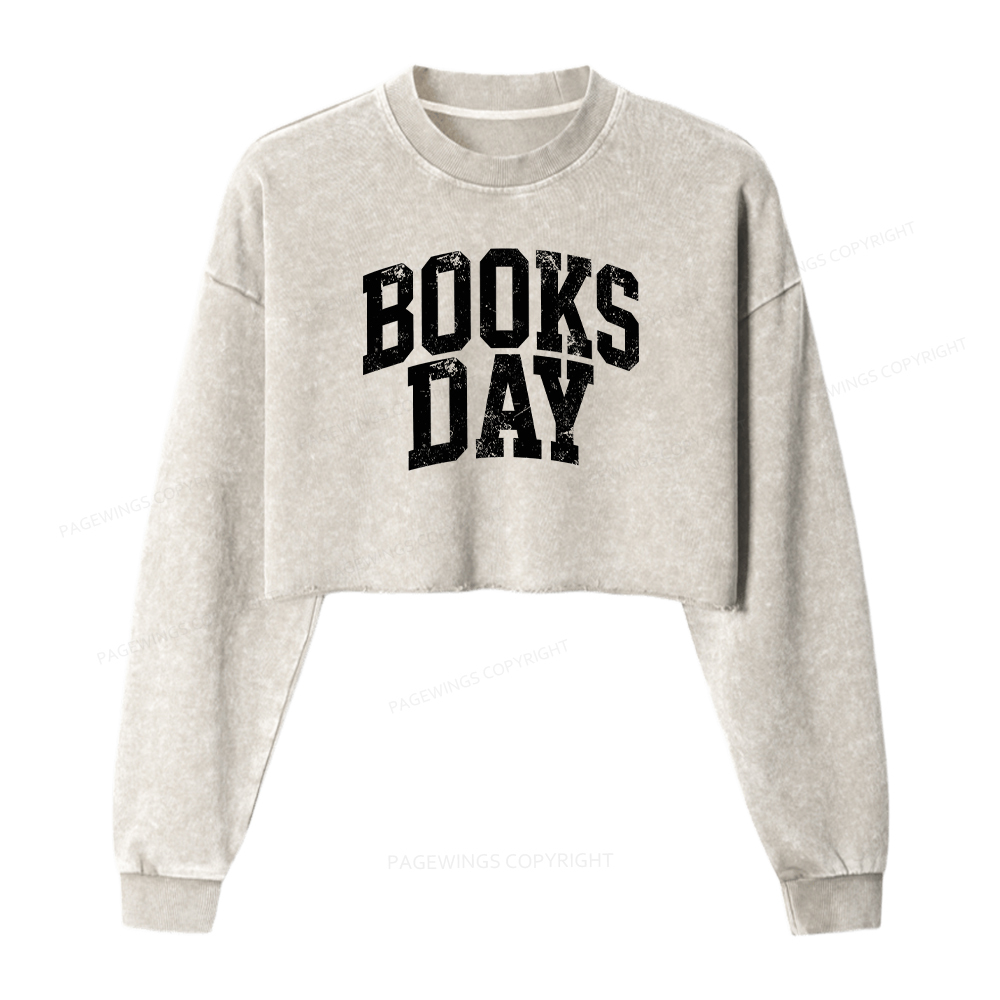 Pagewings Books Day Washed Crop Sweatshirt