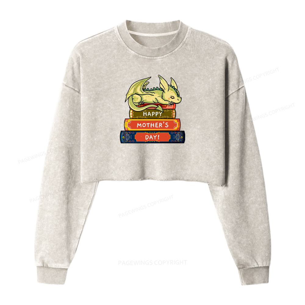 Pagewings Bookworm Mum Washed Crop Sweatshirt