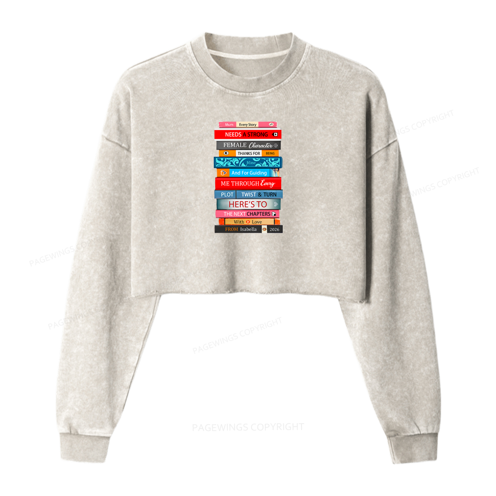 Pagewings Personalized Books Mother's Day Washed Crop Sweatshirt