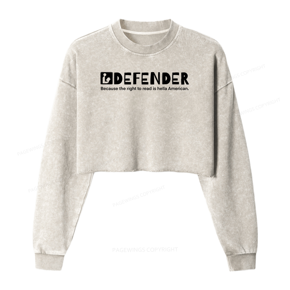 Pagewings Library Defender Washed Crop Sweatshirt