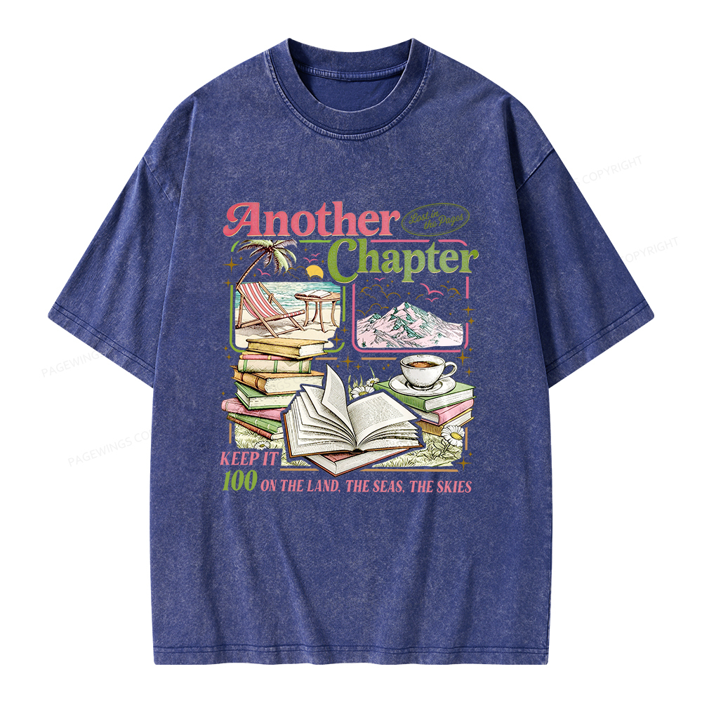 Pagewings One More Chapter Bookish Unisex Washed T-shirt