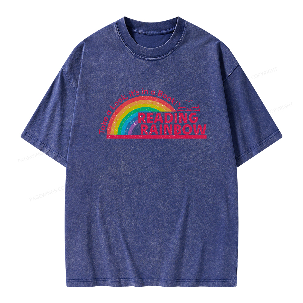 Pagewings Reading Rainbow Unisex Washed T-shirt