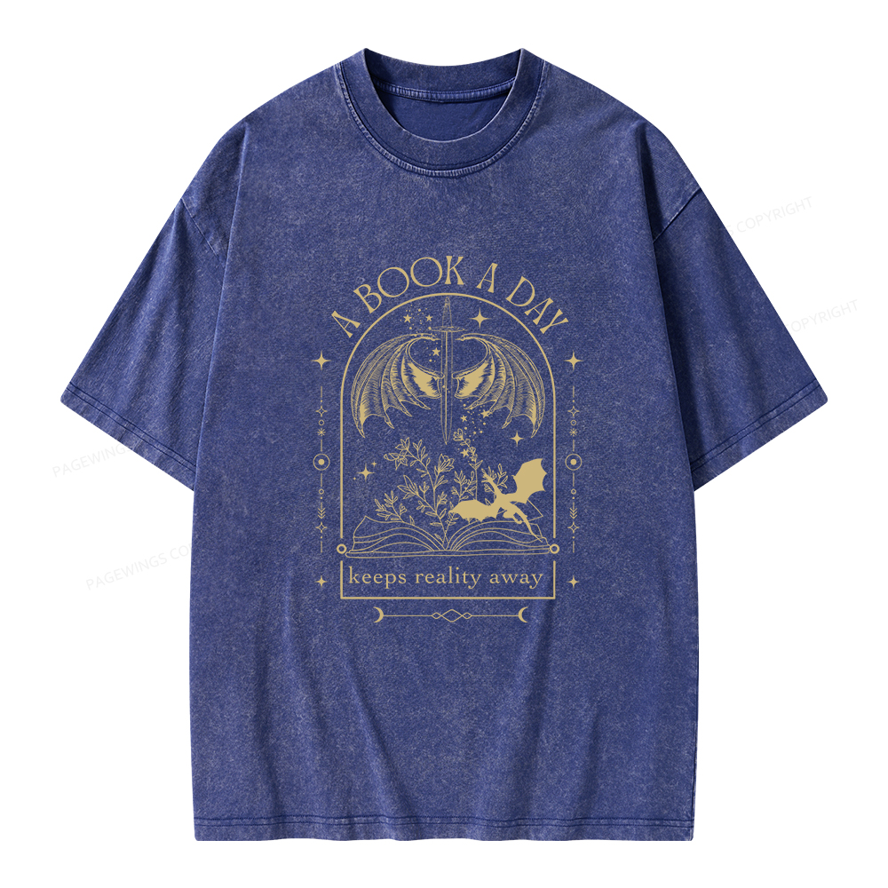 Pagewings A Book a Day Dragon Unisex Washed T-shirt
