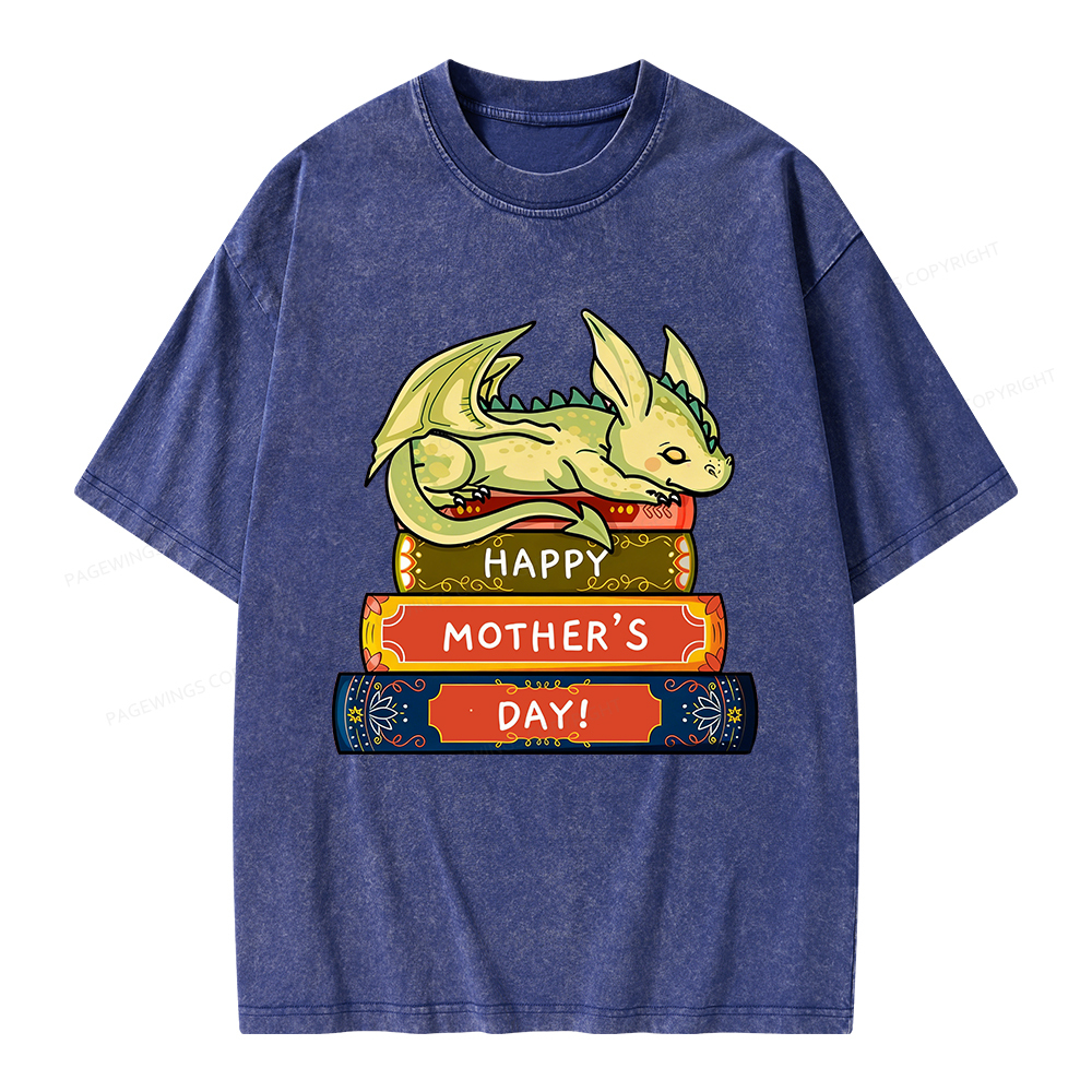Pagewings Book Dragon Happy Mother's Day Unisex Washed T-shirt