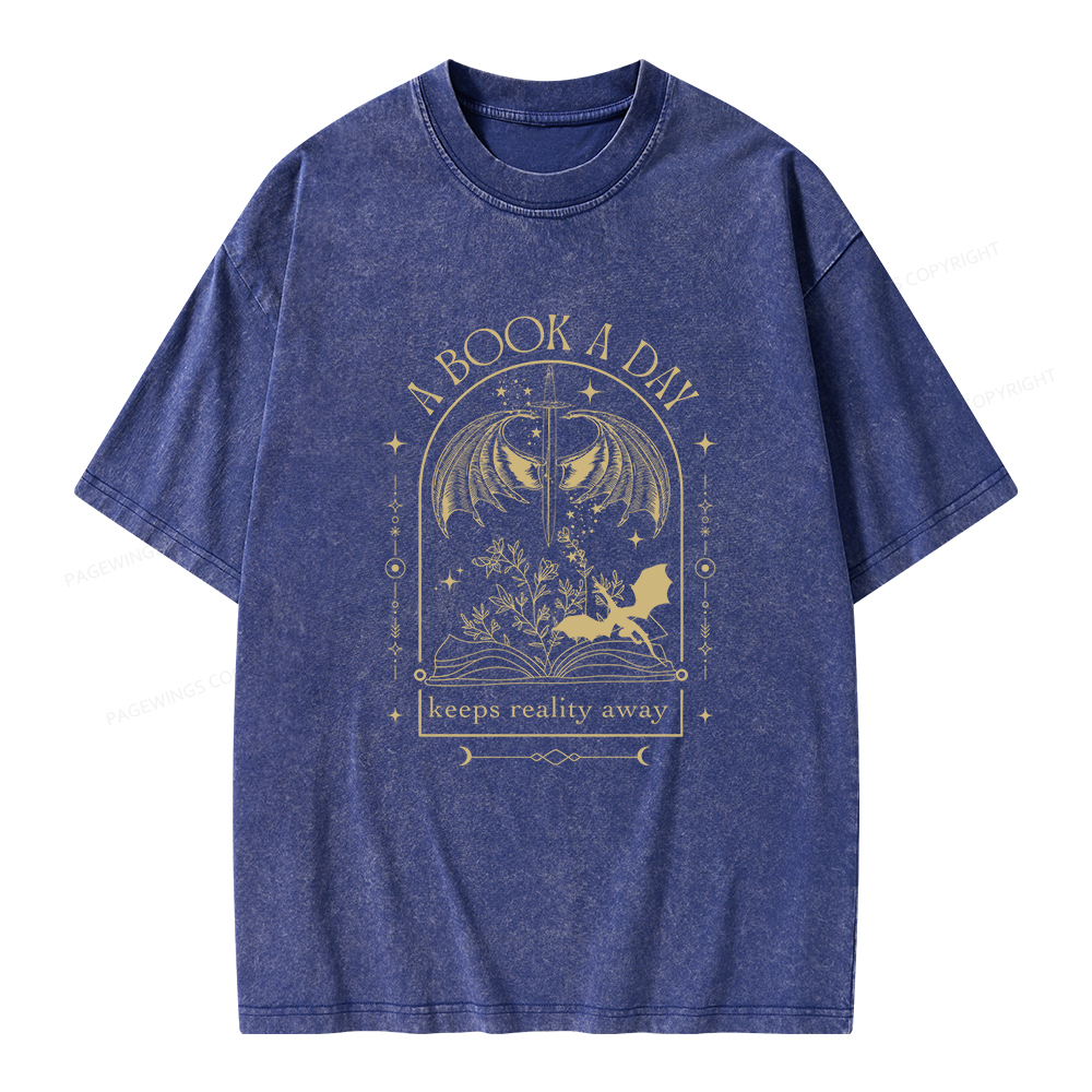 Pagewings A Book a Day Dragon Unisex Washed T-shirt