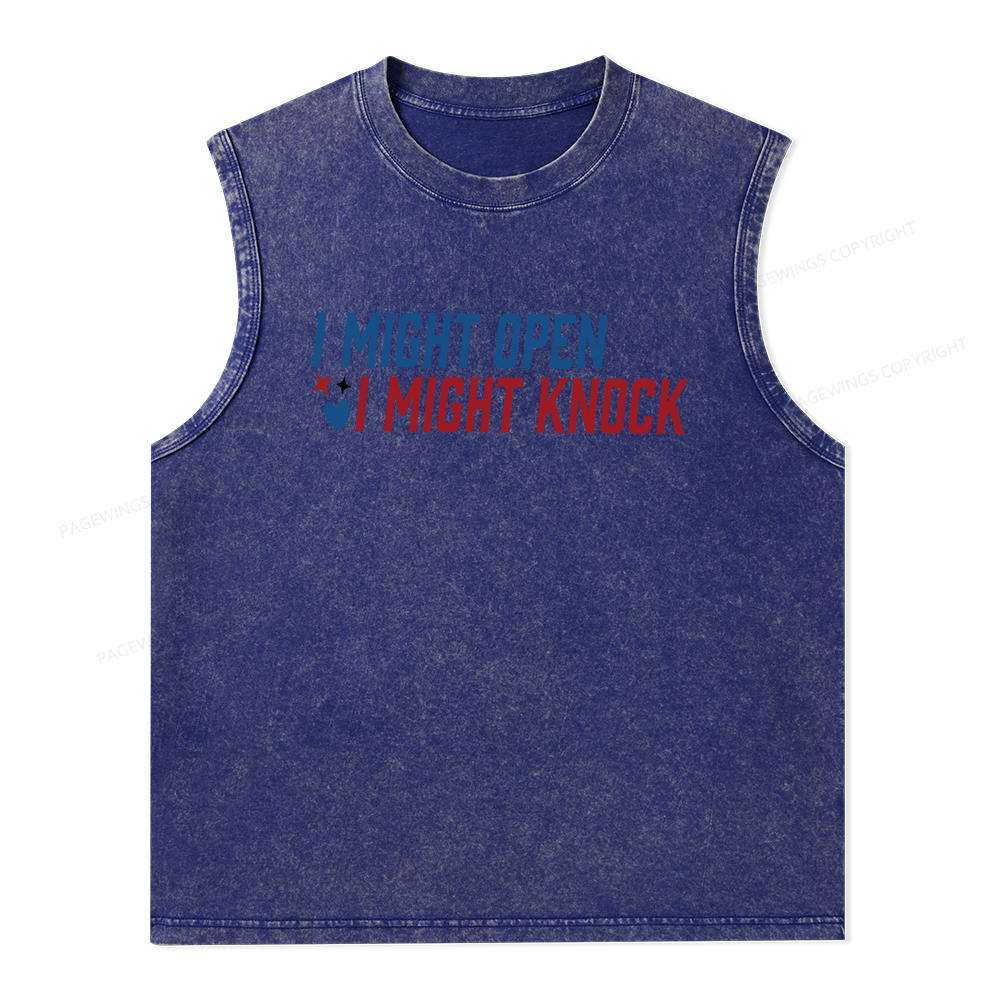 Pagewings I Might Knock Unisex Washed Tank Top