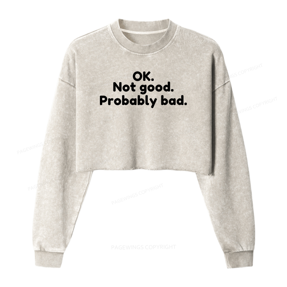 Pagewings Ok Not Good Probably Bad Washed Crop Sweatshirt