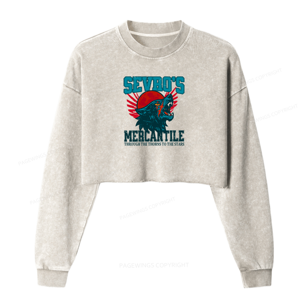 Pagewings Through The Thorns To The Stars Washed Crop Sweatshirt