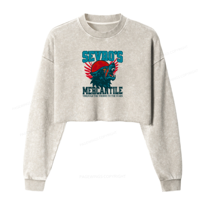 Pagewings Through The Thorns To The Stars Washed Crop Sweatshirt