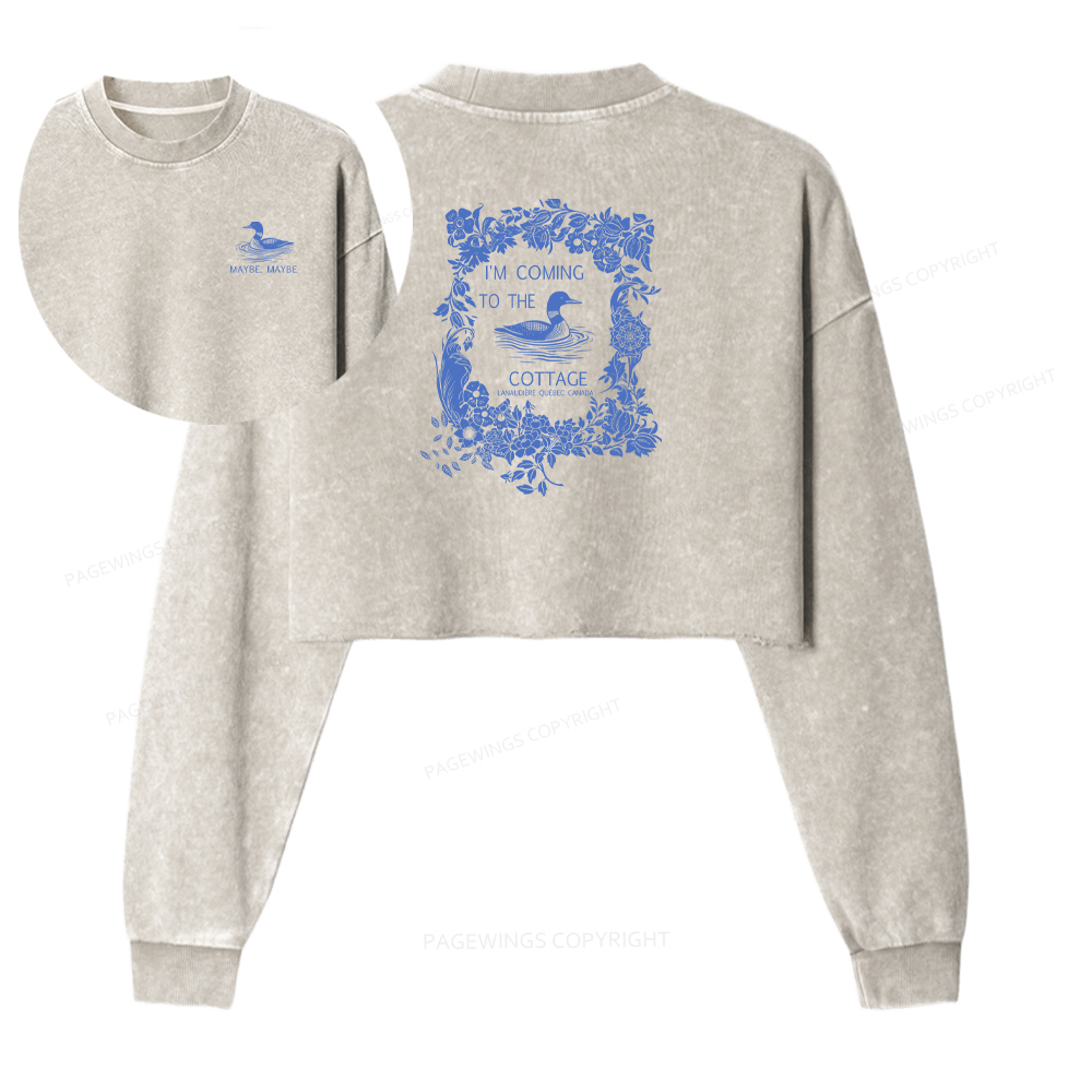 Pagewings I'm Coming To The Cottage Washed Crop Sweatshirt