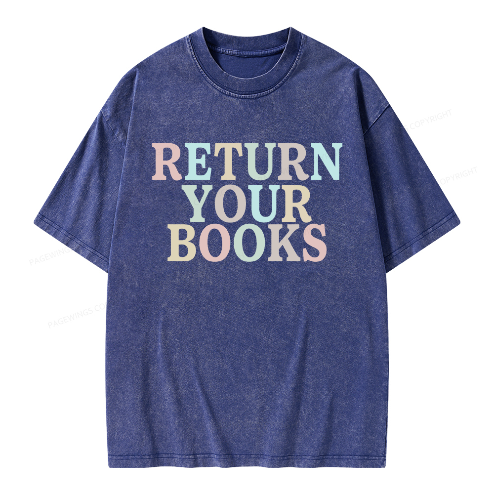 Pagewings Return Your Books Library Unisex Washed T-shirt