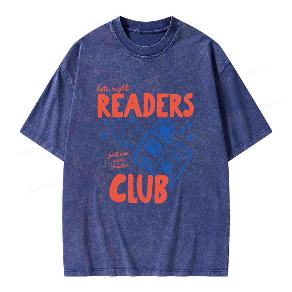 Pagewings Late Night Readers Club Unisex Washed T-shirt