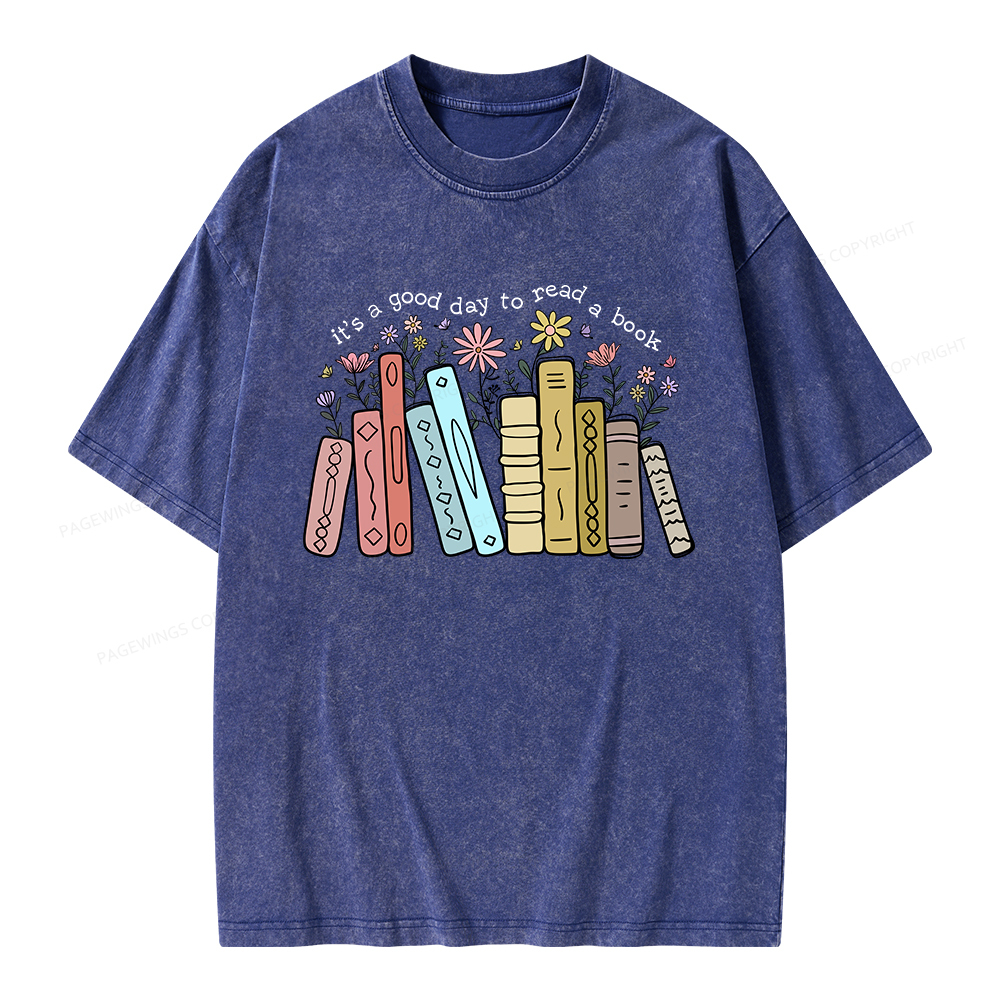 Pagewings It's A Good Day To Read A Book Unisex Washed T-shirt