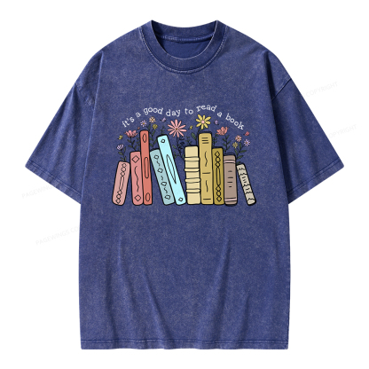 Pagewings It's A Good Day To Read A Book Unisex Washed T-shirt