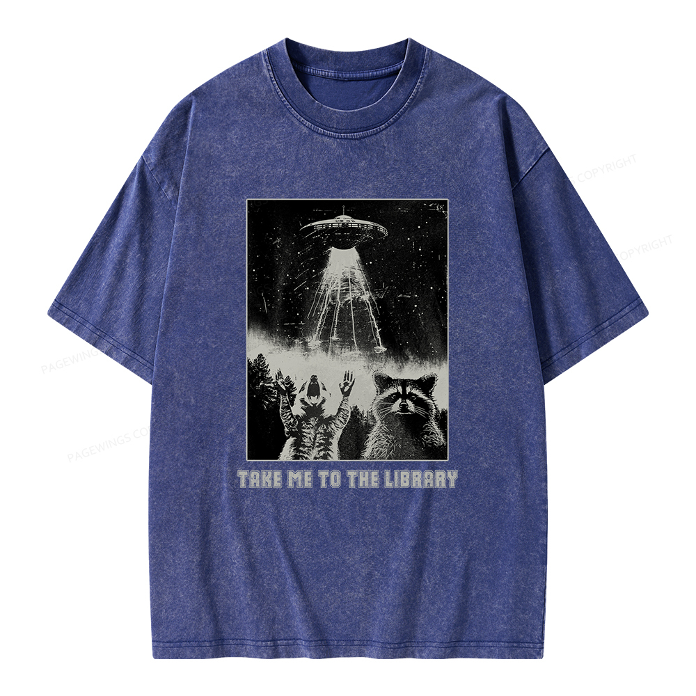 Pagewings Take Me To The Library Unisex Washed T-shirt