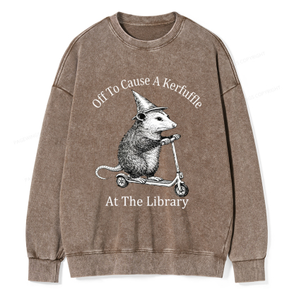 Pagewings Off To Cause A Kerfuffle Unisex Washed Sweatshirt