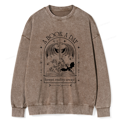 Pagewings A Book a Day Dragon Unisex Washed Sweatshirt