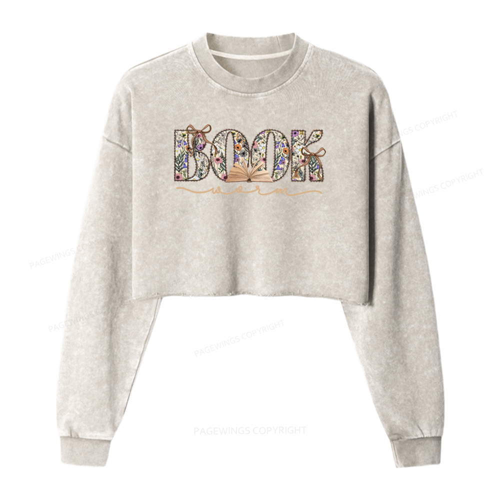 Pagewings Bookworm Washed Crop Sweatshirt
