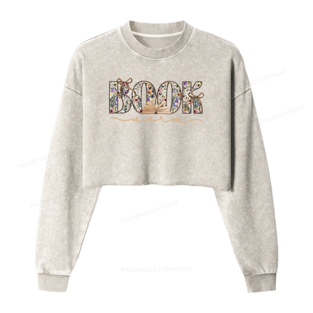 Pagewings Bookworm Washed Crop Sweatshirt