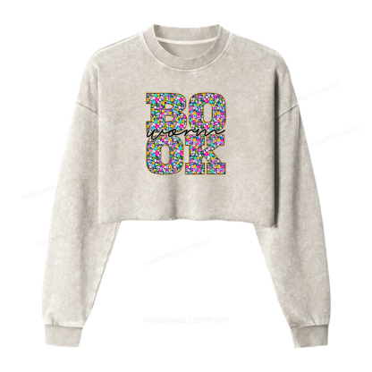 Pagewings Colorful Bookish Washed Crop Sweatshirt