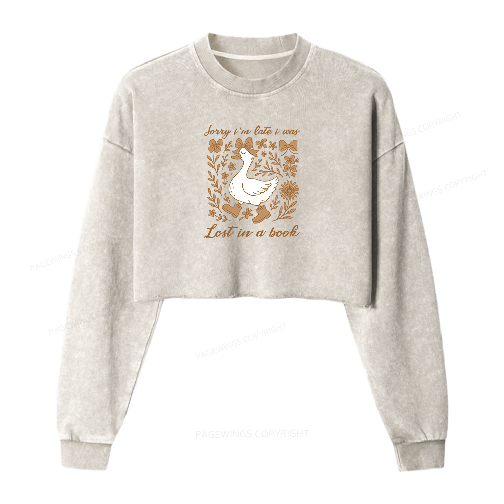 Pagewings Lost In A Book Washed Crop Sweatshirt