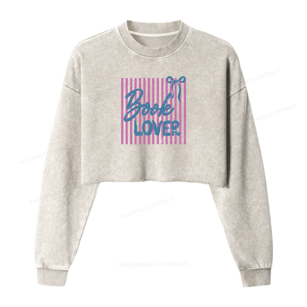 Pagewings Book Lover Washed Crop Sweatshirt