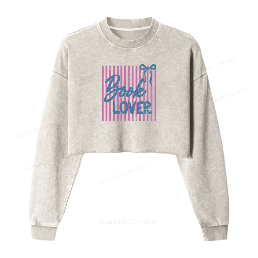 Pagewings Book Lover Washed Crop Sweatshirt