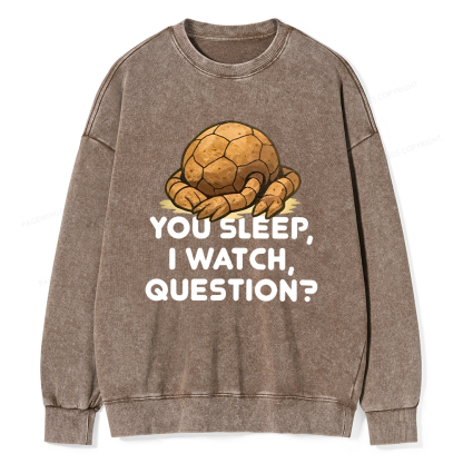 Pagewings You Sleep I Watch Question Unisex Washed Sweatshirt