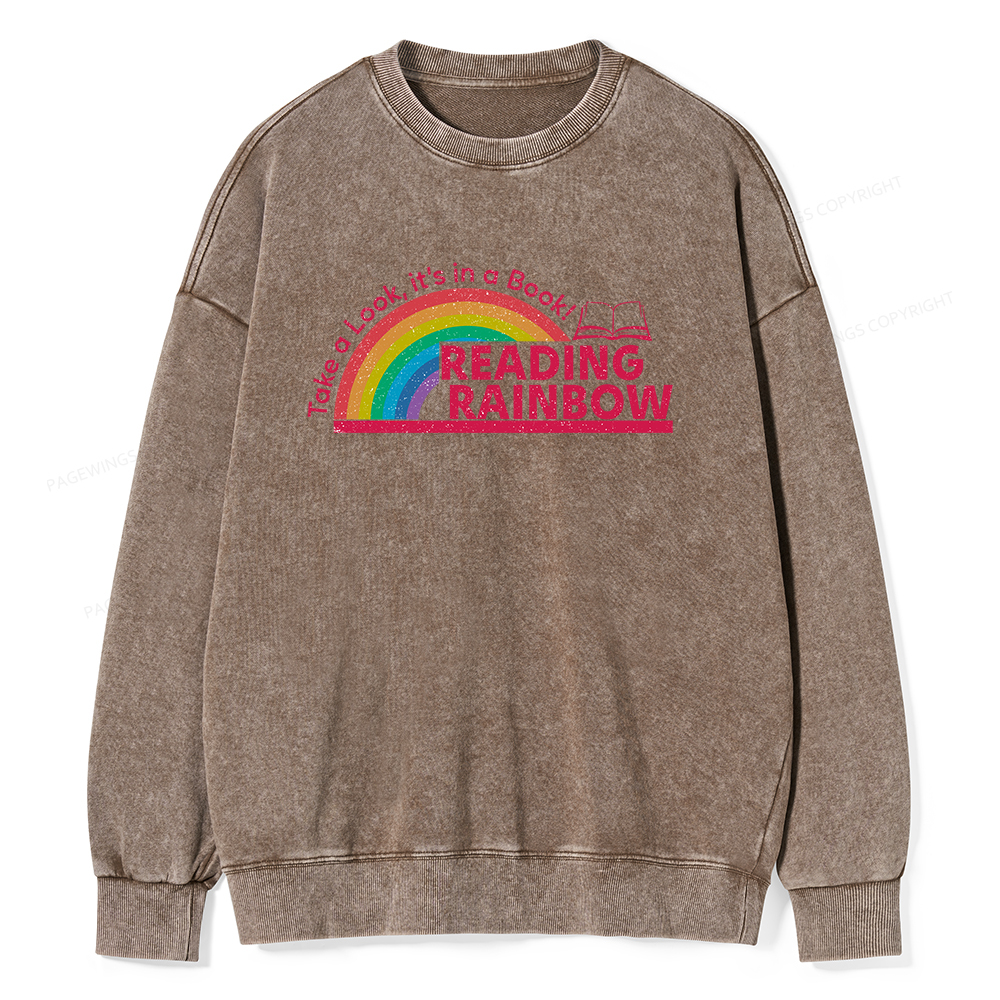 Pagewings Reading Rainbow Unisex Washed Sweatshirt