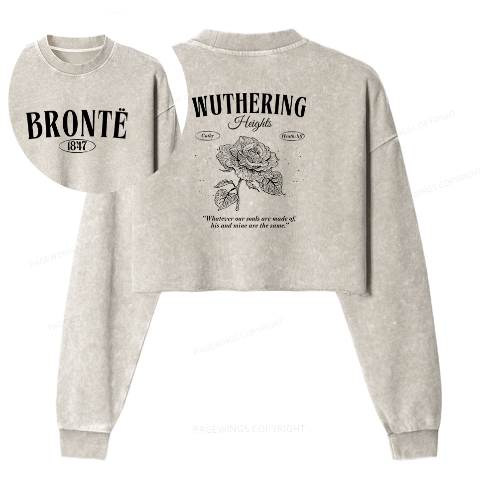 Pagewings Gothic Dark Romance Washed Crop Sweatshirt
