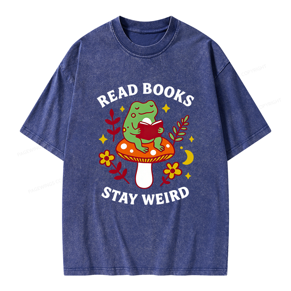 Pagewings Read Books Stay Weird Unisex Washed T-shirt