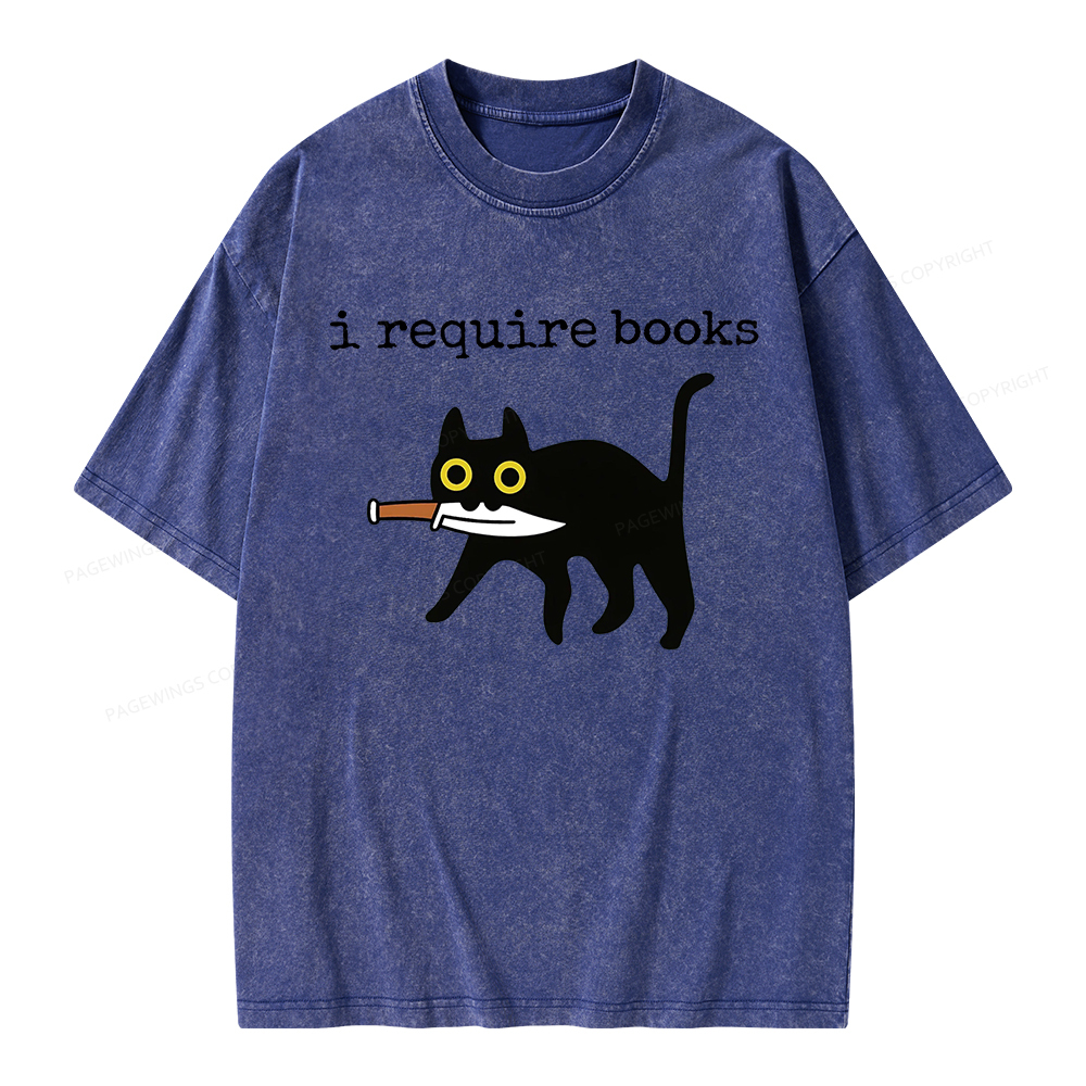 Pagewings I Require Books Unisex Washed T-shirt
