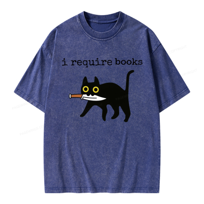 Pagewings I Require Books Unisex Washed T-shirt