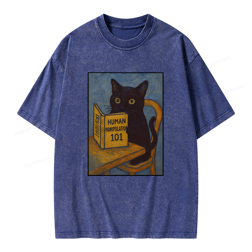 Pagewings Funny Cat Unisex Washed T-shirt